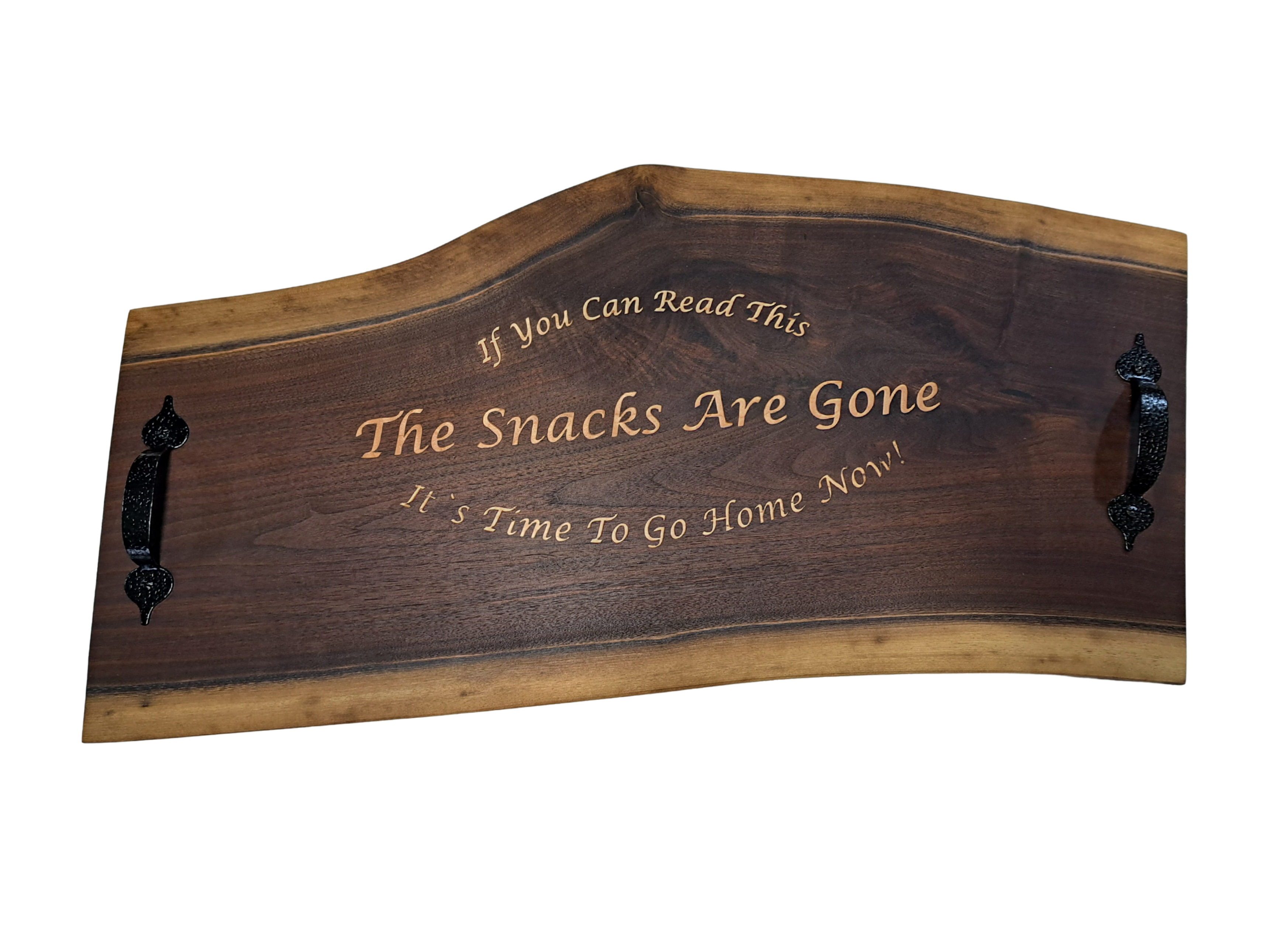 Custom Walnut Charcuterie Board with Maple Inlay – “If You Can Read This, It’s Time to Go Home”