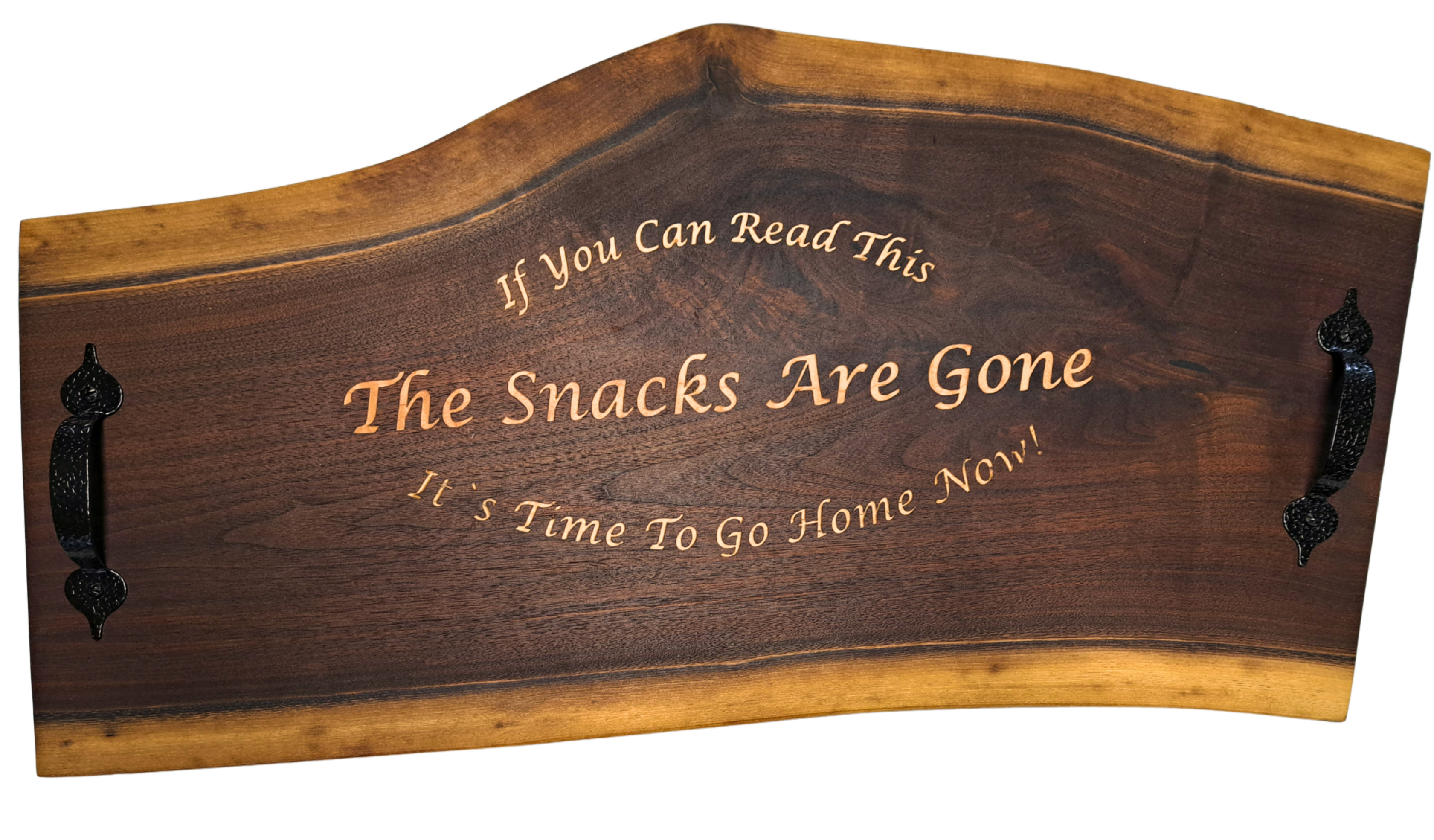 Custom Walnut Charcuterie Board with Maple Inlay – “If You Can Read This, It’s Time to Go Home”